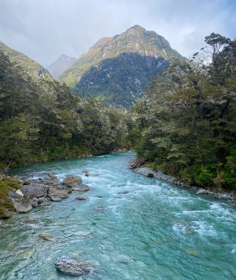 A section of the Routeburn River from the Routeburn Track in New Zealand.