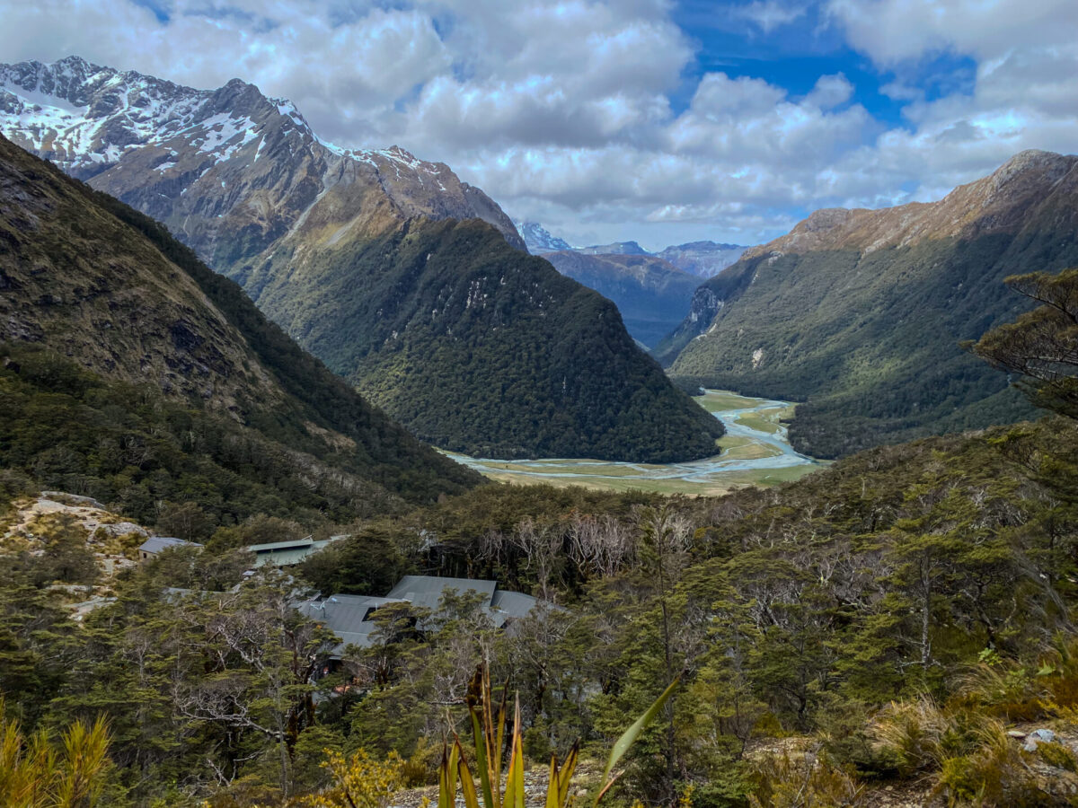 Views of the valleys and mountains along the Routeburn Track in Fiordland National Park, NZ.
