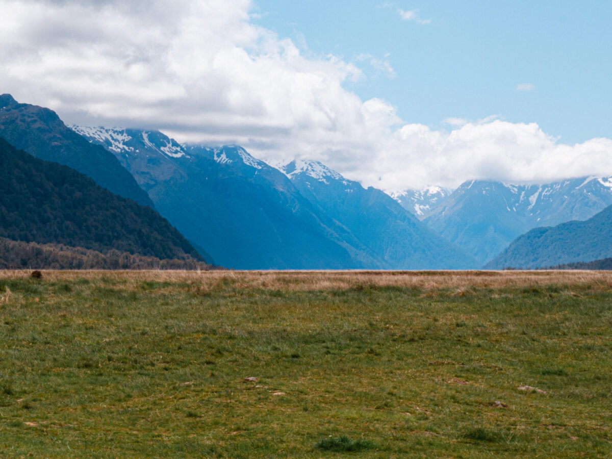 A mountain view from Eglinton Valley in Fiordland National Park, NZ