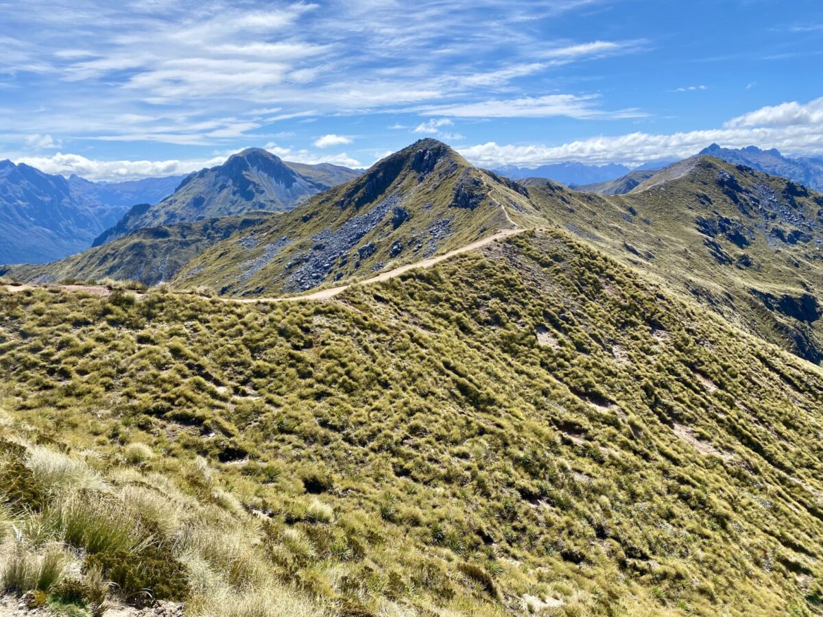 A view of the Kepler Track ridgeline and mountains visible from all around.