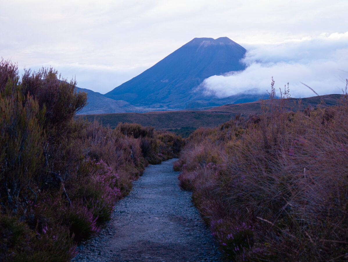 A view of Mount Nguaruhoe from New Zealand's Tongariro Northern Circuit hiking trail.
