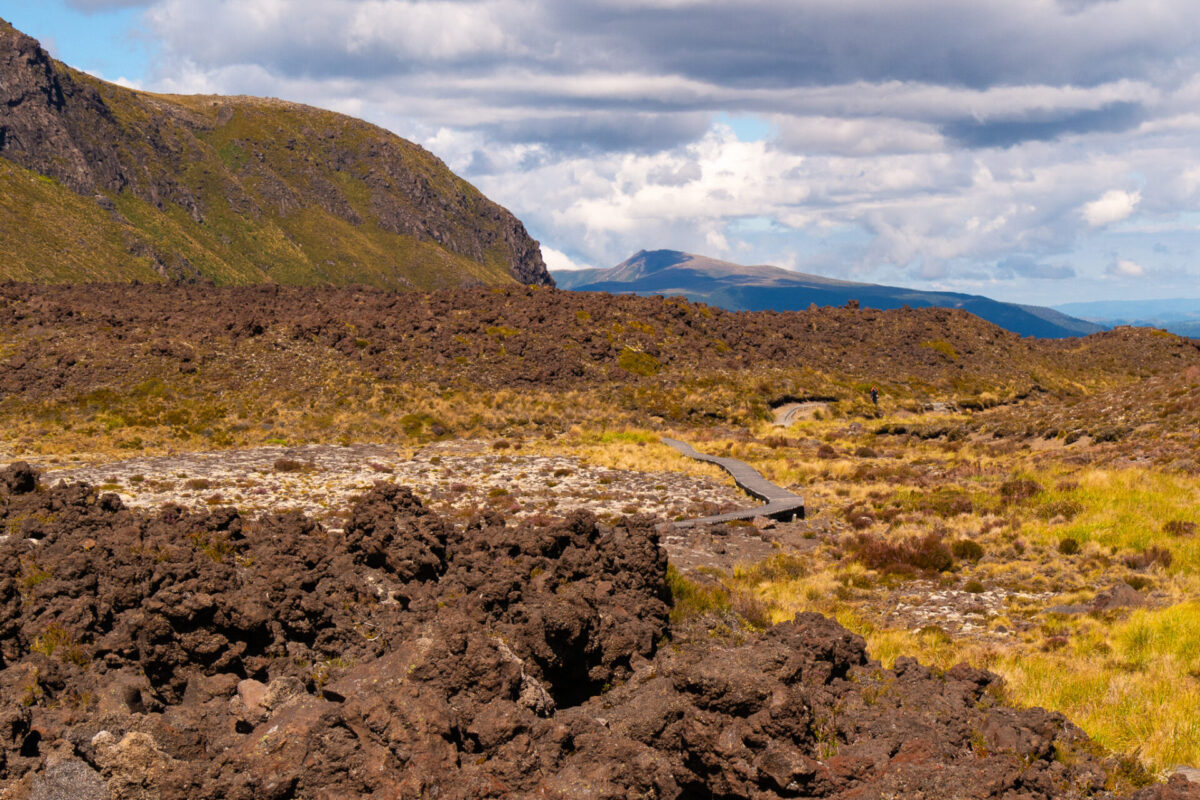An old lava field along New Zealand's Tongariro Northern Circuit hiking trail.