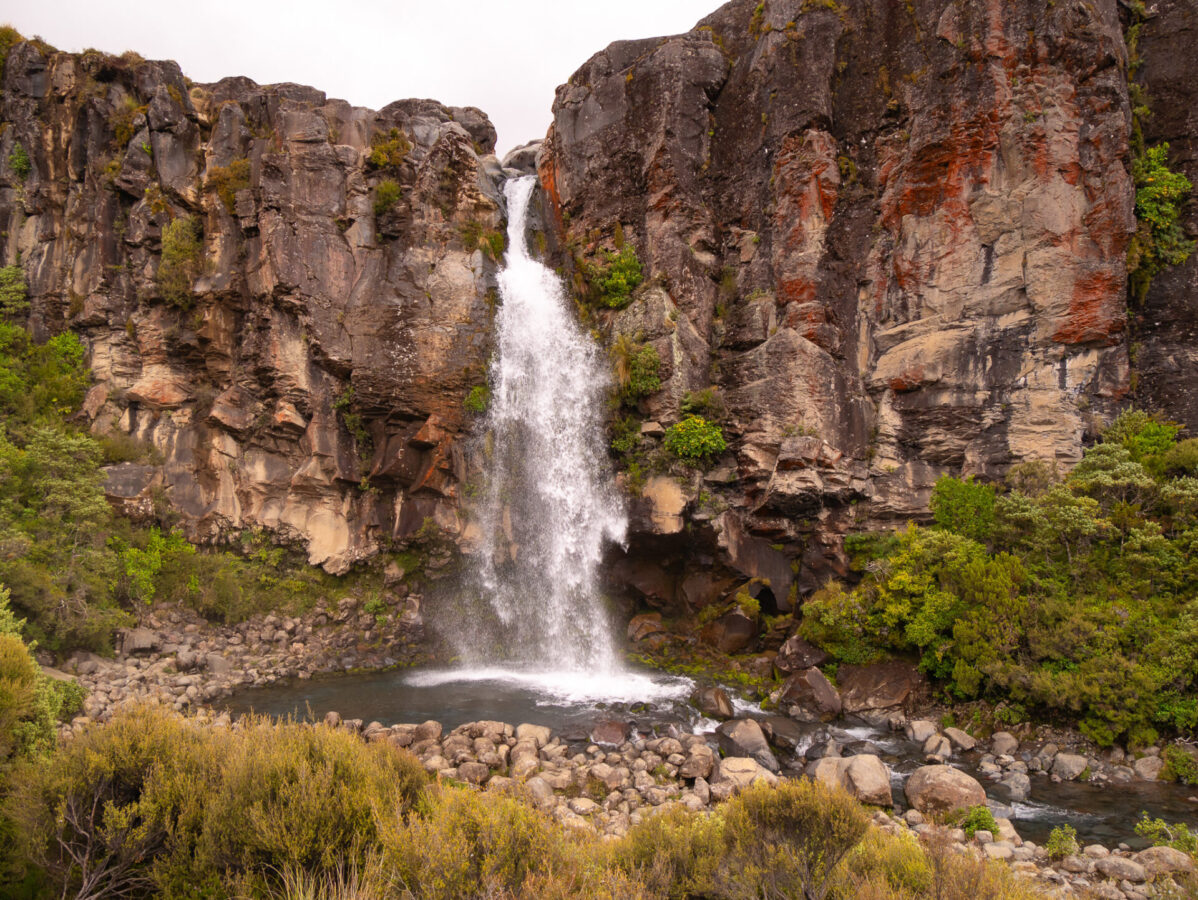Taranaki Falls in Tongariro National Park, New Zealand.
