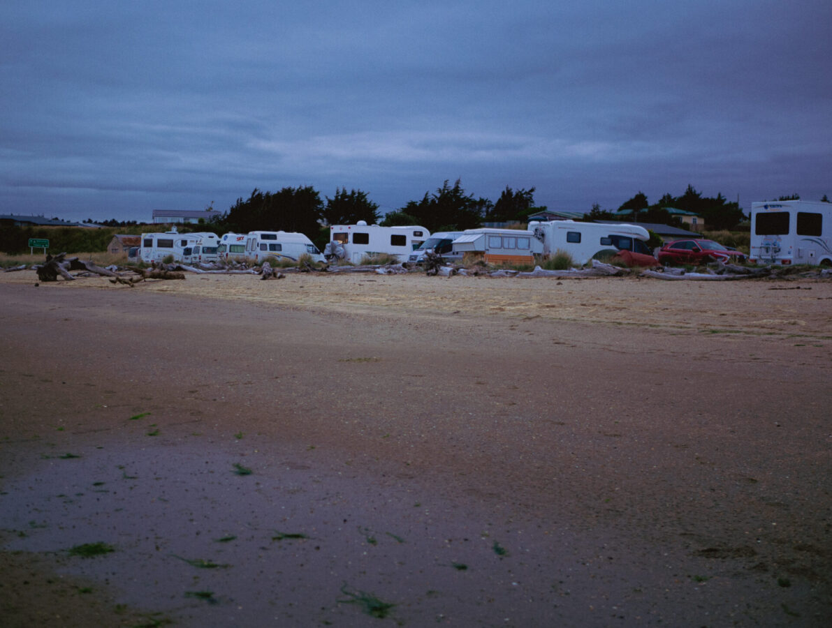 A group of freedom campers in the Catlins, New Zealand.